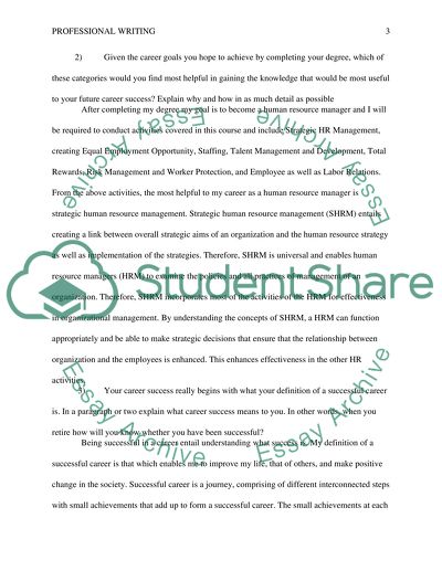 Profational writing sample