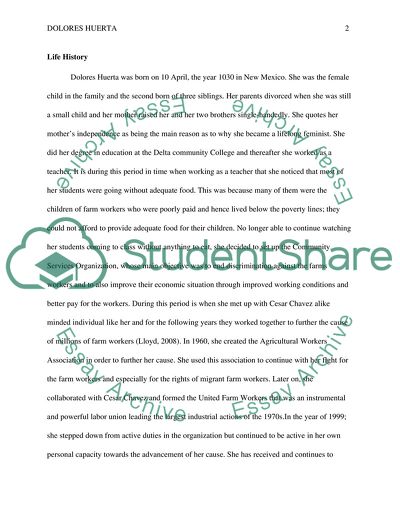 Dolores Huertas Life History