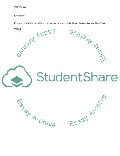Into Thin Air Reaction Paper