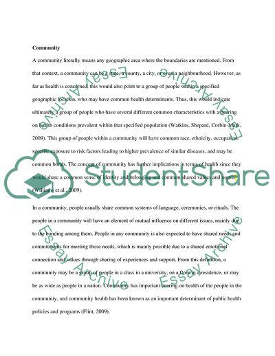 Communities and Common Health Determinants