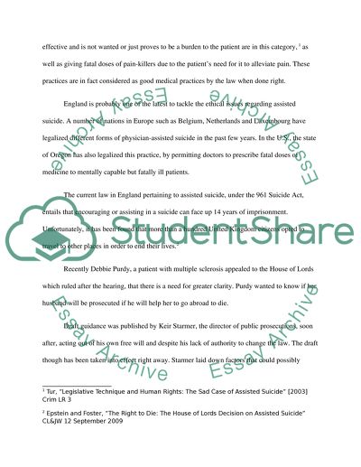 Euthanasia as Assisted Suicide