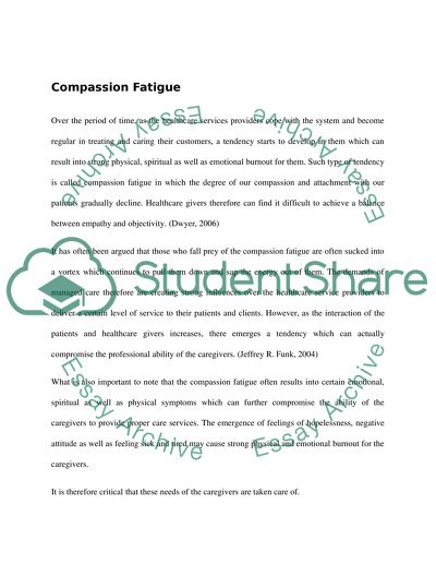 COMPASSION FETIGUE and BURNED OUT