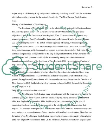 Confederation of the United Colonies of New England and the Dominion of New England