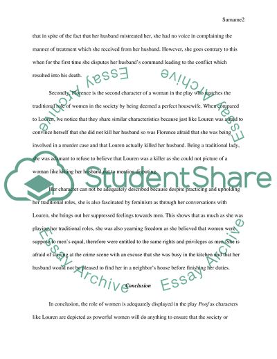 Role of Women in Poof by Lynn Nottage