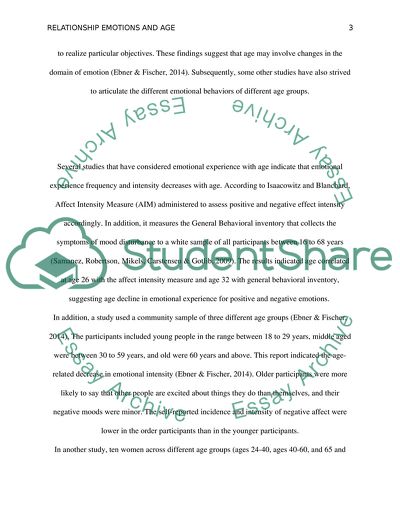 Relationship between Emotions and Age