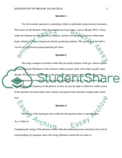 Question Set of Organic Solar Cells