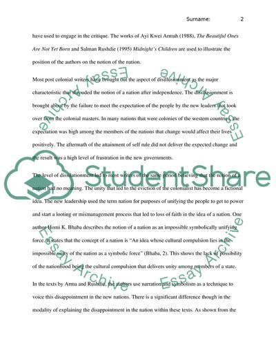 The Postcolonial Writers and the Concept of the Nation