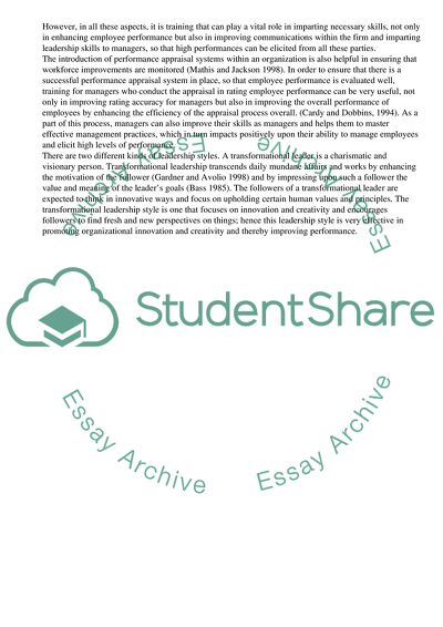 Training and High Performance