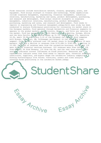 Strategy Management - Individual Report Submission Ford