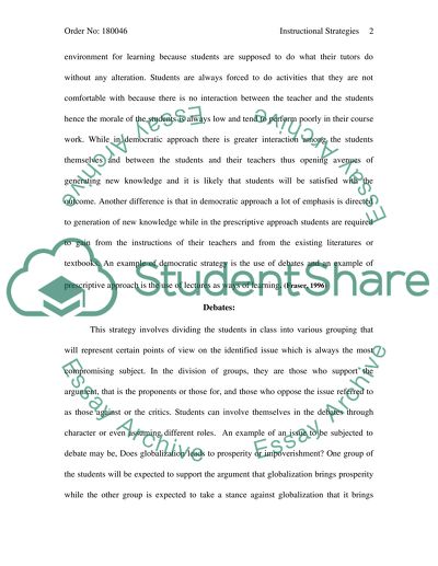 Democratic and Prescriptive Instructional Strategies