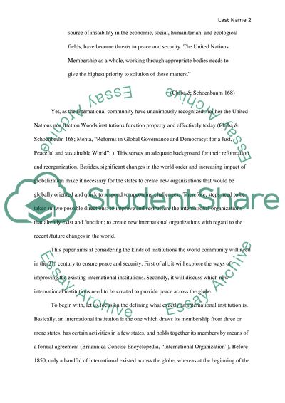 What kind of international institutions we need in 21st century to have peace