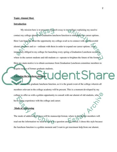 Outline Presentation, Choosing the Luncheon Situation