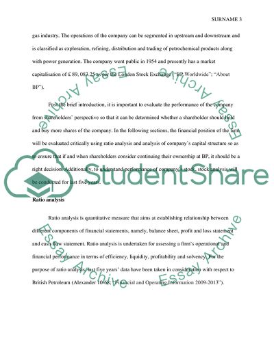 Financial Analysis of British Petroleum from Shareholders Perspective