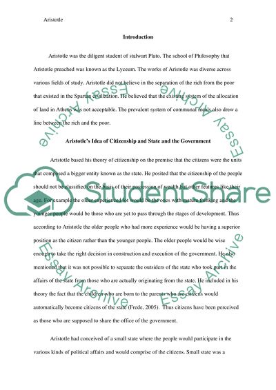 Aristotles Idea of Citizenship and State and the Government