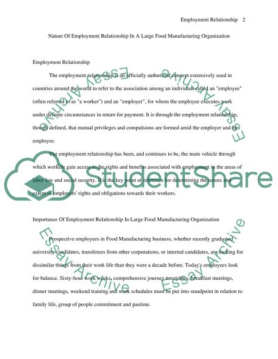 Employment Relationship in a Manufacturing Organization