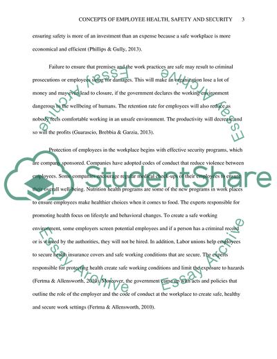 Discussing the Concepts of Employee Health, Safety and Security