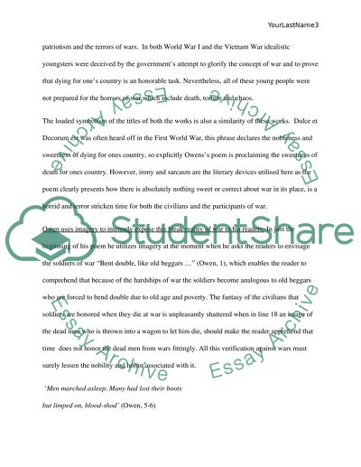 Wilfred Owens Dulce Et Decorum Est and Tim OBriens The things they Carried