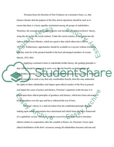 Freeman Stakeholder Theory