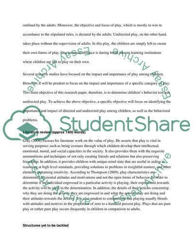 Research Study on Childrens Behavior towards Undirected Play