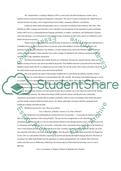 Critique of the Article Negotiating Language Contact and Identity Change in Developing Tibetan-English Bilingualism