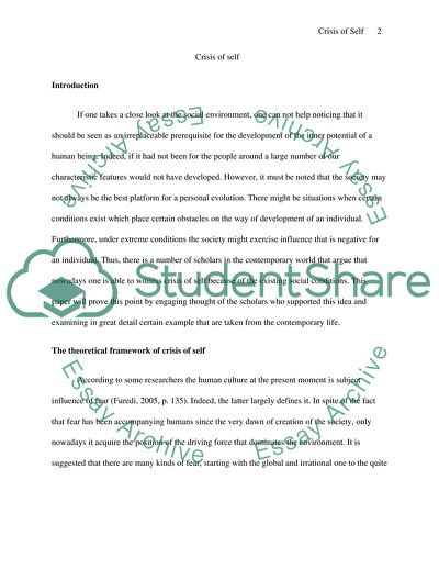 The Theoretical Framework of Crisis of Self