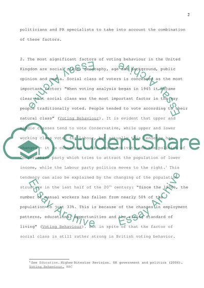 Voting Behaviour in the United Kingdom
