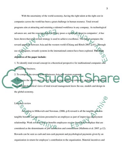Comparing Reward Approach between Asia and Western Economy