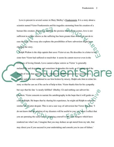 Love in Mary Shelleys Frankenstein