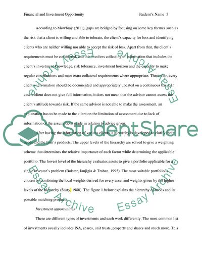 Financial and Investment Opportunity