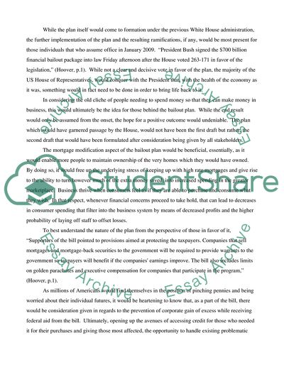 Federal Bailout in the US