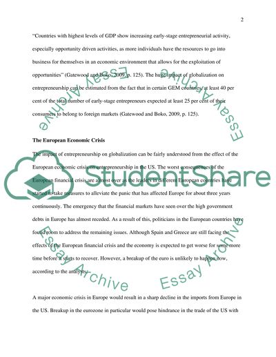 Impact of Entrepreneurship in a Globalized World