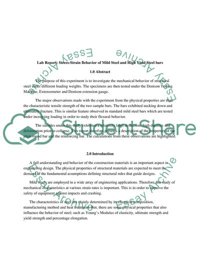 Strain Behavior of Mild Steel and High Yield Steel Bars