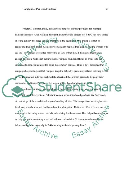 Proctor & Gamble and Unilever Operation in India and Pakistan