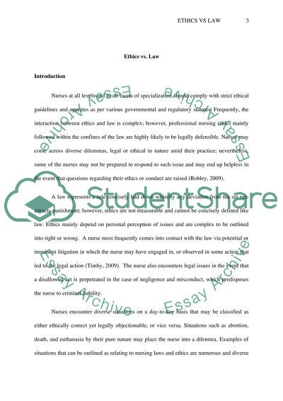 Ethics vs Law in Nursing