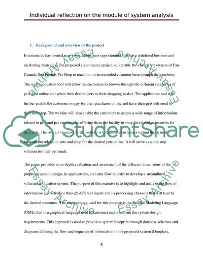 Individual reflection on the module of system analysis