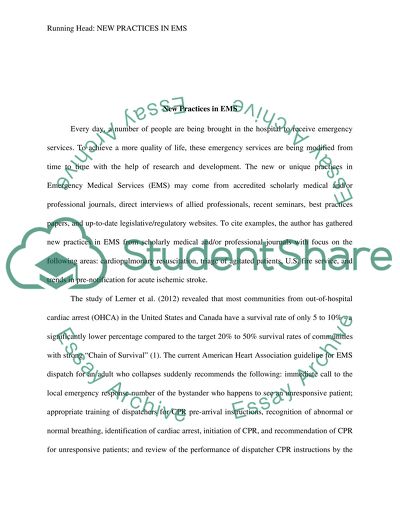 New Practices in Emergency Medical Services