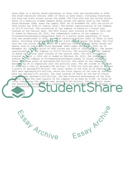 Business report on Tesco