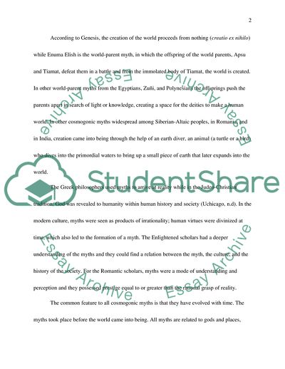 Cosmogonic Myths, Social, Religious, Political Purpose, Enuma Elish and Genesis