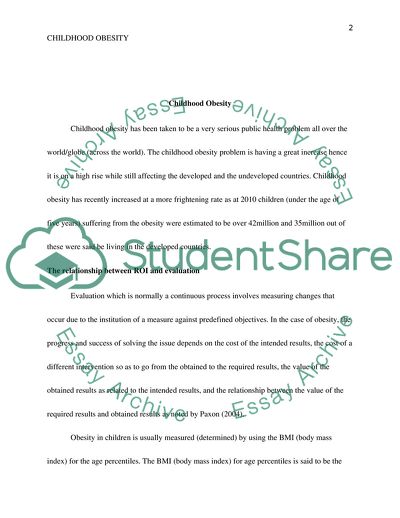 Childhood Obesity and Economy