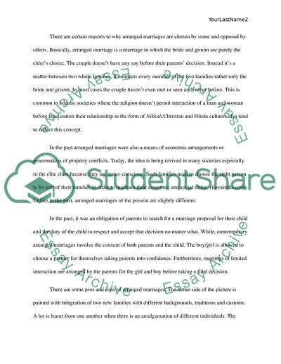 Concept of Arranged Marriages