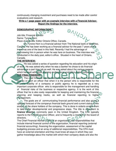 Interviewing Financial Advisor and Real Estate Agent