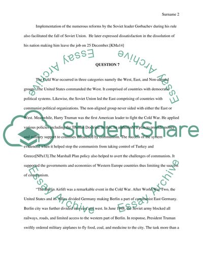 The Cold War and the Fall of the Soviet Union