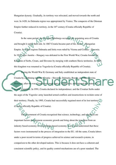 Croatia the Presentation of the Countrys Main Policies and Domains