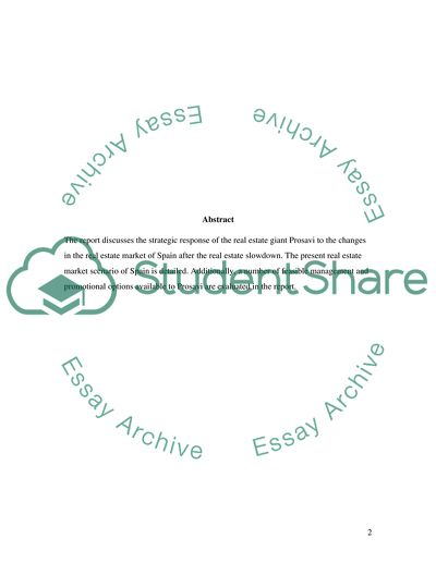 Strategic Response of Prosavi to the Changes in the Real Estate Market