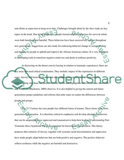 The Convict Lease System Relation to the Book Post Traumatic Slave Syndrome