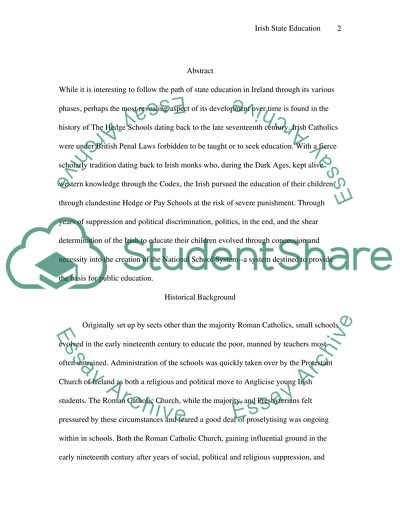 The Development of Irish State Education