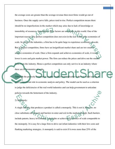 Microeconomics - Types of Markets