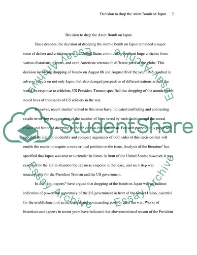 The Decision to Drop the Atomic Bomb on Japan