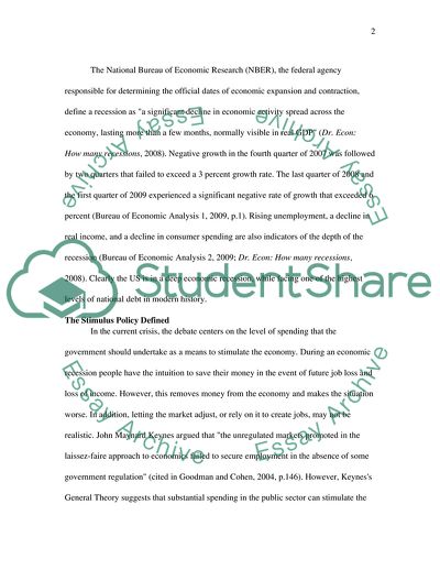 US Stimulus Package Policy - Path to Prosperity or Road to Ruin