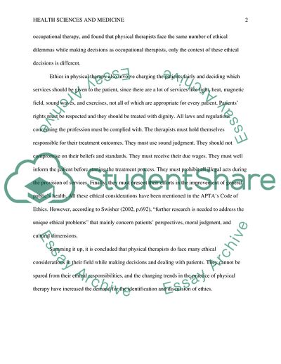 Ethics Issues in Physical Therapy